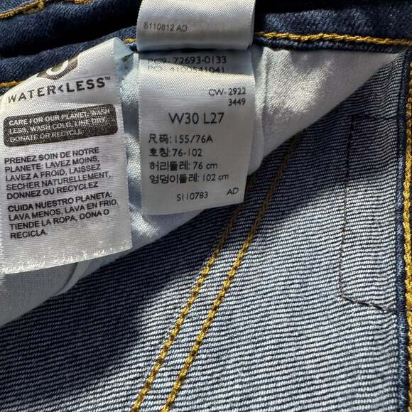 Levi’s Ribcage Straight Ankle Jeans Distressed Dark Wash W30 L27 High Rise - Picture 6 of 10